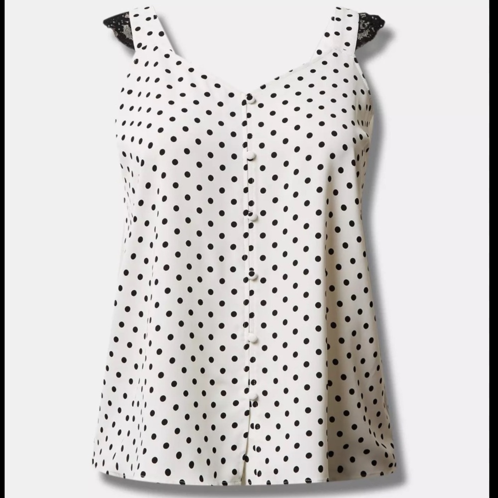 Torrid Black and White Polka Dot Blouse